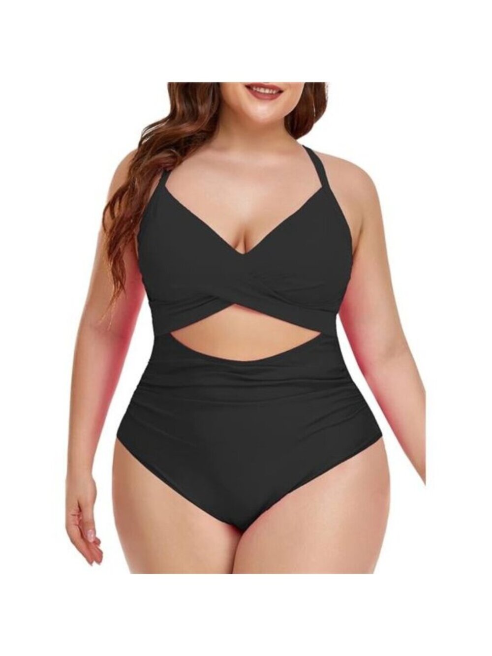 One Piece Swimsuits Tummy Control Cutout High Waisted Bathing Black - Picture 4 of 5